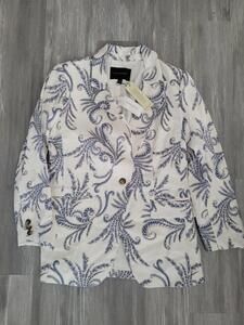 Banana Republic Linen Blend Blazer Shoulder Pads Floral  Women's 10 P New w Tag